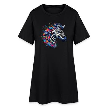 Zèbre - Robe T-shirt Femme - noir - Devant