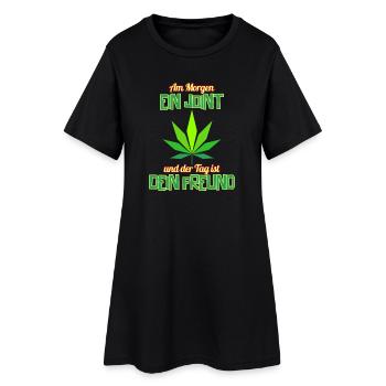 Joint am Morgen - Frauen T-Shirt-Kleid - Schwarz - Vorne