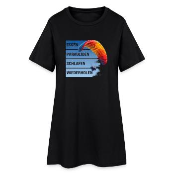 Essen - Paragliden - Schlafen - Wiederholen - Frauen T-Shirt-Kleid - Schwarz - Vorne