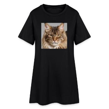 Maine Coon, die Raubkatze - Frauen T-Shirt-Kleid - Schwarz - Vorne