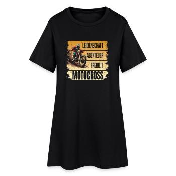 Leidenschaft - Abenteuer - Freiheit - Motocross - Frauen T-Shirt-Kleid - Schwarz - Vorne