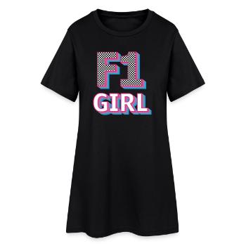 Neon Checkered F1 Girl Logo - Women’s T-Shirt Dress - black - Front