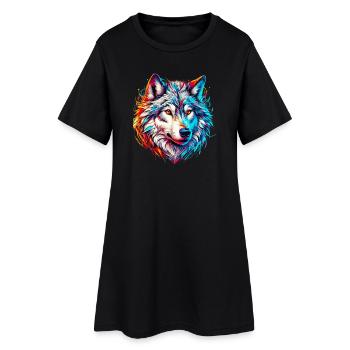 Loup - Robe T-shirt Femme - noir - Devant
