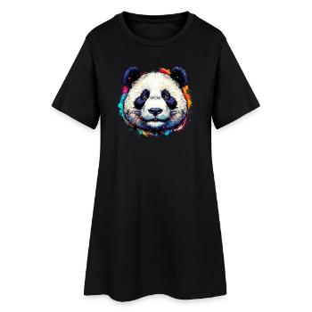Panda - Frauen T-Shirt-Kleid - Schwarz - Vorne
