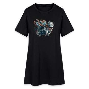 Super Katze Britisch Kurzhaar BKH getigert - Frauen T-Shirt-Kleid - Schwarz - Vorne