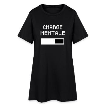 Charge Mentale - Batterie Femme Message Féministe - Robe T-shirt Femme - noir - Devant