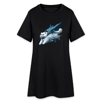 Super Katze Perser weiß Perserkatze Geschenk - Frauen T-Shirt-Kleid - Schwarz - Vorne