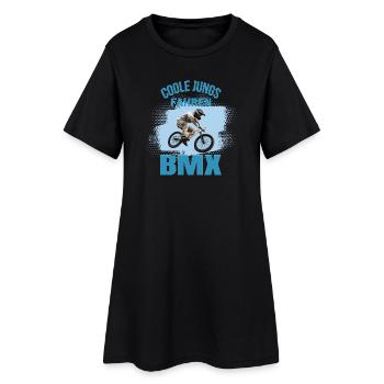 Coole Jungs fahren BMX - Frauen T-Shirt-Kleid - Schwarz - Vorne