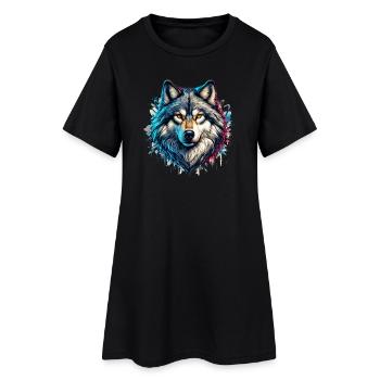 Loup - Robe T-shirt Femme - noir - Devant