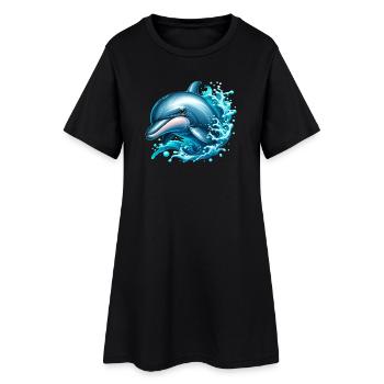 Delfin - Frauen T-Shirt-Kleid - Schwarz - Vorne