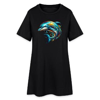 Delfin - Frauen T-Shirt-Kleid - Schwarz - Vorne