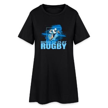 Born to play Rugby - Frauen T-Shirt-Kleid - Schwarz - Vorne
