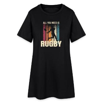 All you Need is Rugby - Frauen T-Shirt-Kleid - Schwarz - Vorne