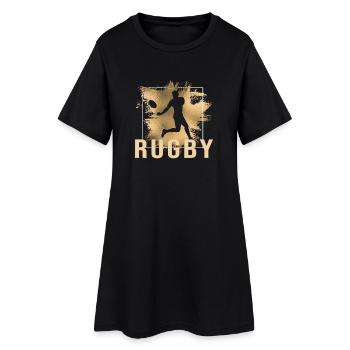 Rugby - Frauen T-Shirt-Kleid - Schwarz - Vorne