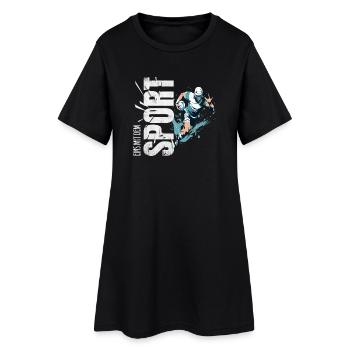 Eins mit dem Sport - Rugby - Frauen T-Shirt-Kleid - Schwarz - Vorne