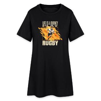 Life is a journey - Play Rugby - Frauen T-Shirt-Kleid - Schwarz - Vorne