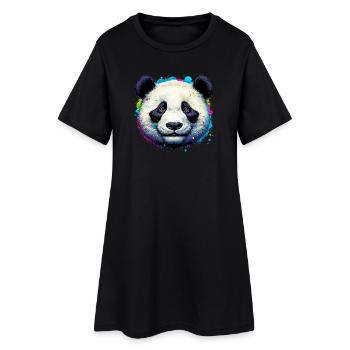 Panda - Frauen T-Shirt-Kleid - Schwarz - Vorne