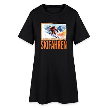 Leidenschaft Skifahren - Frauen T-Shirt-Kleid - Schwarz - Vorne