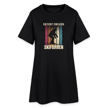 Ein Ticket zum Glück - Skifahren - Frauen T-Shirt-Kleid - Schwarz - Vorne