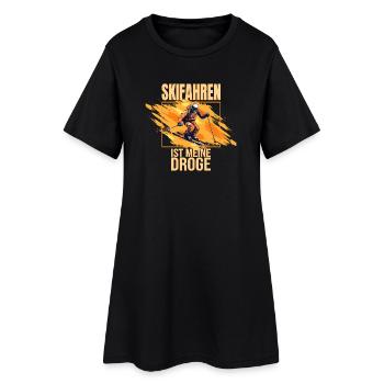 Skifahren ist meine Droge - Frauen T-Shirt-Kleid - Schwarz - Vorne