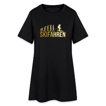 Evolution Skifahren - Frauen T-Shirt-Kleid - Schwarz - Vorne