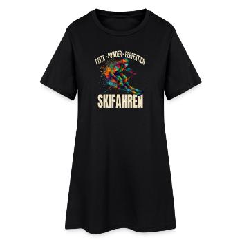 Piste - Powder - Perfektion - Skifahren - Frauen T-Shirt-Kleid - Schwarz - Vorne