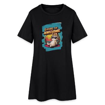 Live Chill Badass Cat - Women’s T-Shirt Dress - black - Front