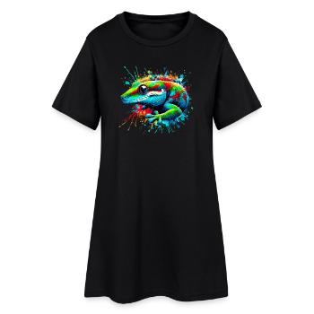 Gecko - Frauen T-Shirt-Kleid - Schwarz - Vorne