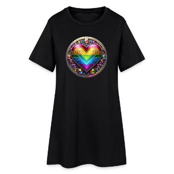 Coeur arc-en-ciel métallique - Robe T-shirt Femme - noir - Devant