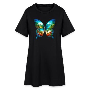 Schmetterling - Frauen T-Shirt-Kleid - Schwarz - Vorne