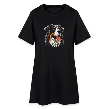 Tête de chien bouvier bernois multicolore art géom - Robe T-shirt Femme - noir - Devant