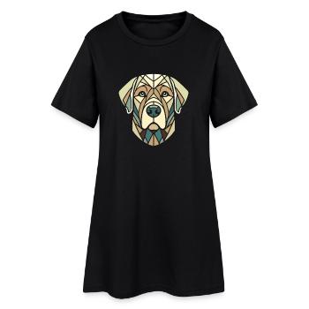 Labradorkopf, Retriever, geometrische Kunst, Polygon - Frauen T-Shirt-Kleid - Schwarz - Vorne