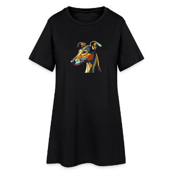 Windhundkopf im geometrischen Kunststil, Polygon - Frauen T-Shirt-Kleid - Schwarz - Vorne