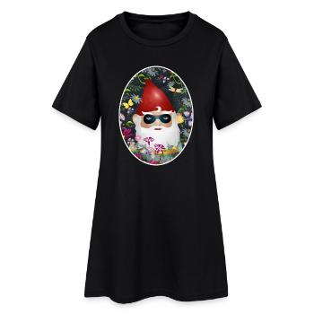 Gartenzwerg mit Maske inkognito im Blumen Garten - Frauen T-Shirt-Kleid - Schwarz - Vorne