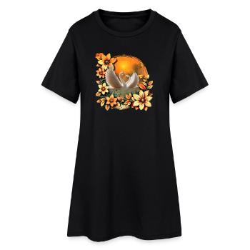 Beaux cygnes amoureux. - Robe T-shirt Femme - noir - Devant