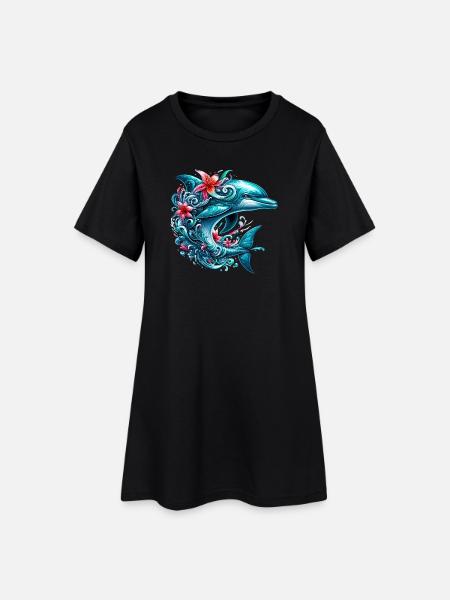 Dauphin - Robe T-shirt Femme - noir