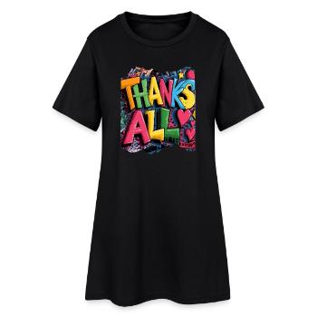 Joyeux merci Graffiti Design - Robe T-shirt Femme - noir - Devant