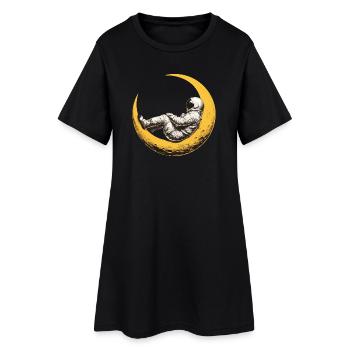 Un astronaute sur un croissant de Lune - Robe T-shirt Femme - noir - Devant