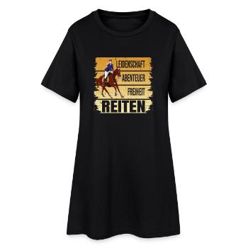Leidenschaft - Abenteuer - Freiheit - Reiten - Frauen T-Shirt-Kleid - Schwarz - Vorne