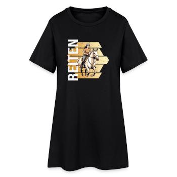 Reiten - Frauen T-Shirt-Kleid - Schwarz - Vorne