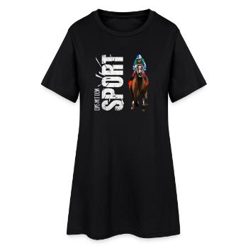 Eins mit dem Sport - Reiten - Frauen T-Shirt-Kleid - Schwarz - Vorne