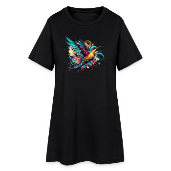 Kolibri - Frauen T-Shirt-Kleid - Schwarz - Vorne