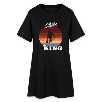 Strike King Bowling Kegeln - Frauen T-Shirt-Kleid - Schwarz - Vorne