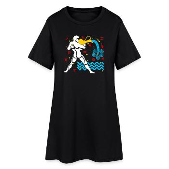 Aquarius-Farbe - Frauen T-Shirt-Kleid - Schwarz - Vorne