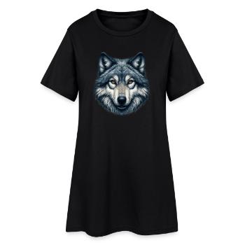 Loup - Robe T-shirt Femme - noir - Devant