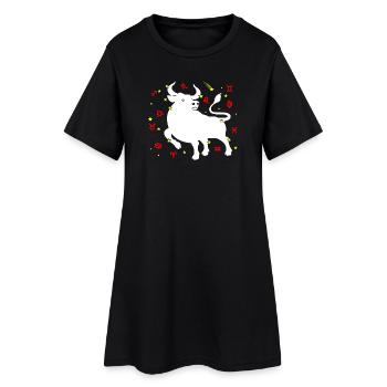 Taurus Farbe - Frauen T-Shirt-Kleid - Schwarz - Vorne