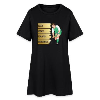 Essen - Hockey - Schlafen - Wiederholen - Frauen T-Shirt-Kleid - Schwarz - Vorne