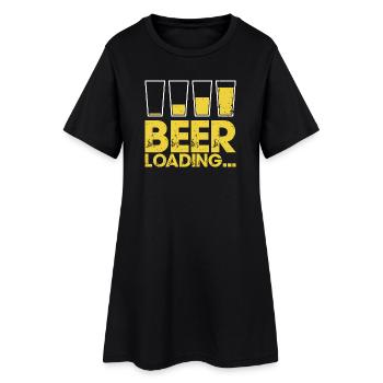 Bierverladung Distressed Typografie - Frauen T-Shirt-Kleid - Schwarz - Vorne