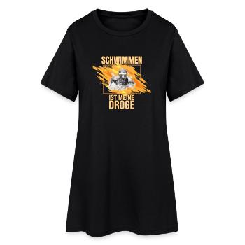 Schwimmen ist meine Droge - Frauen T-Shirt-Kleid - Schwarz - Vorne
