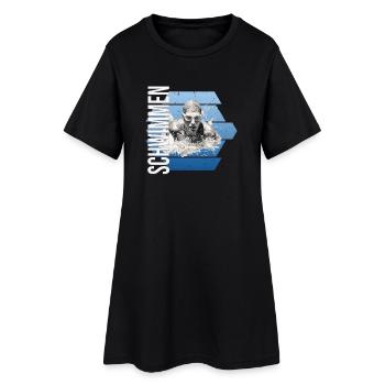 Schwimmen - Frauen T-Shirt-Kleid - Schwarz - Vorne